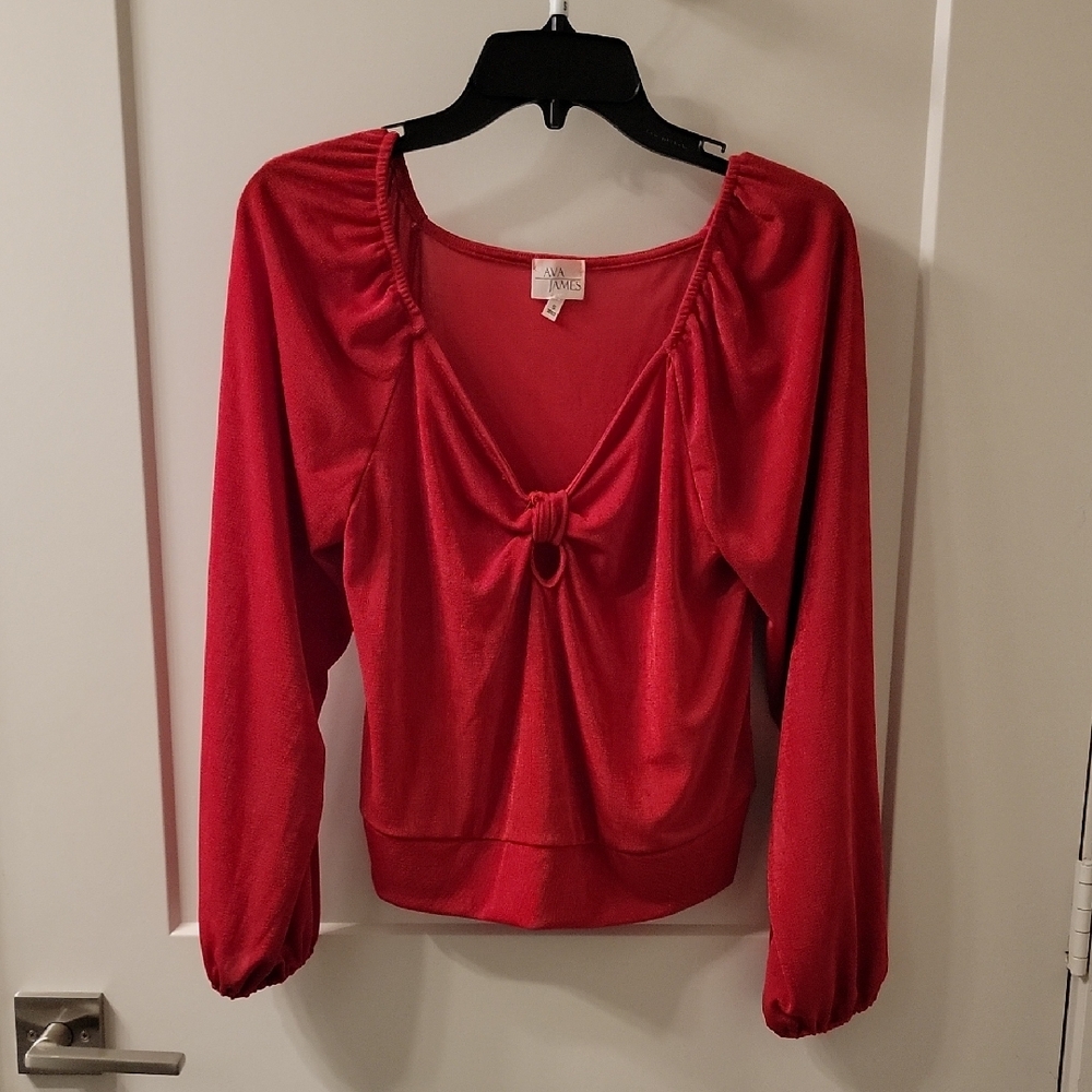 Flowy Elegant Red Women's Top